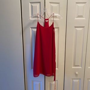 Hot pink shift dress with tie